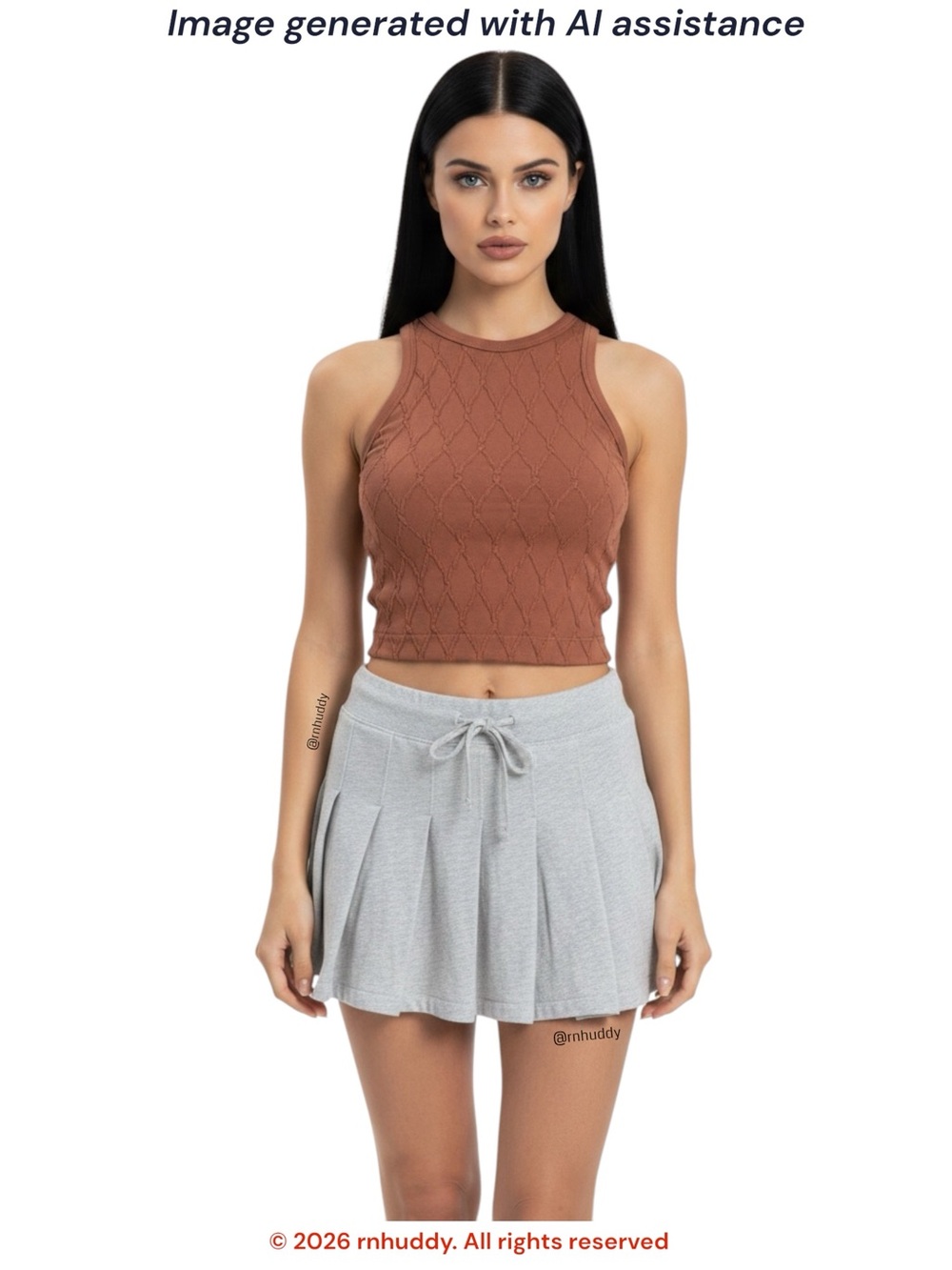 Brandy Melville OS light grey pleated drawstring mini skirt
